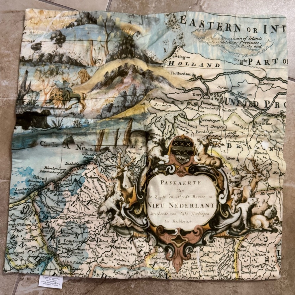 Pottery Barn 18” Vintage Map Print Pillow Cover